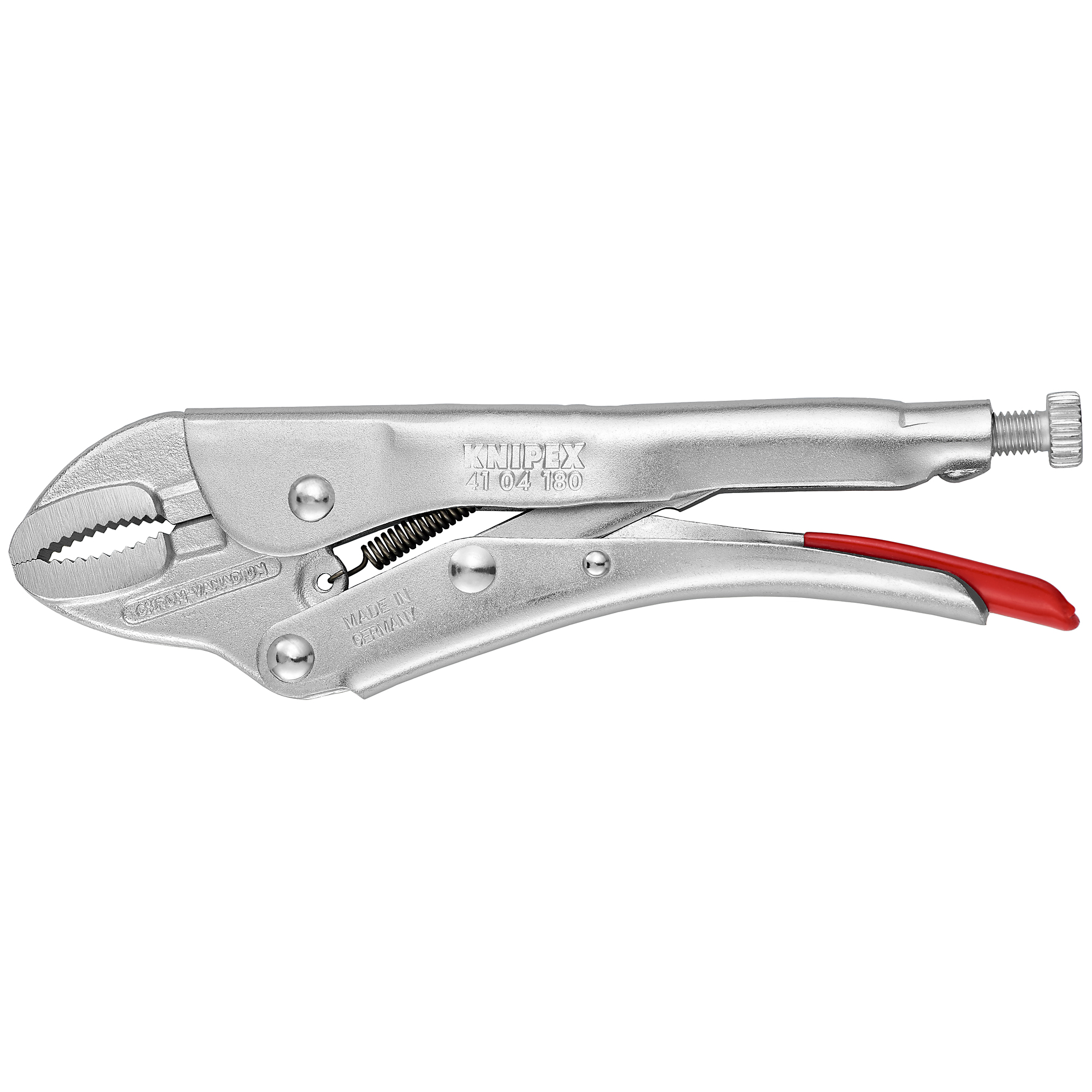 KNIPEX Grip Pliers, Serrated Round Jaws, 7.25in., 1.188in. Jaw Capacity, Steel, Model# 41 04 180